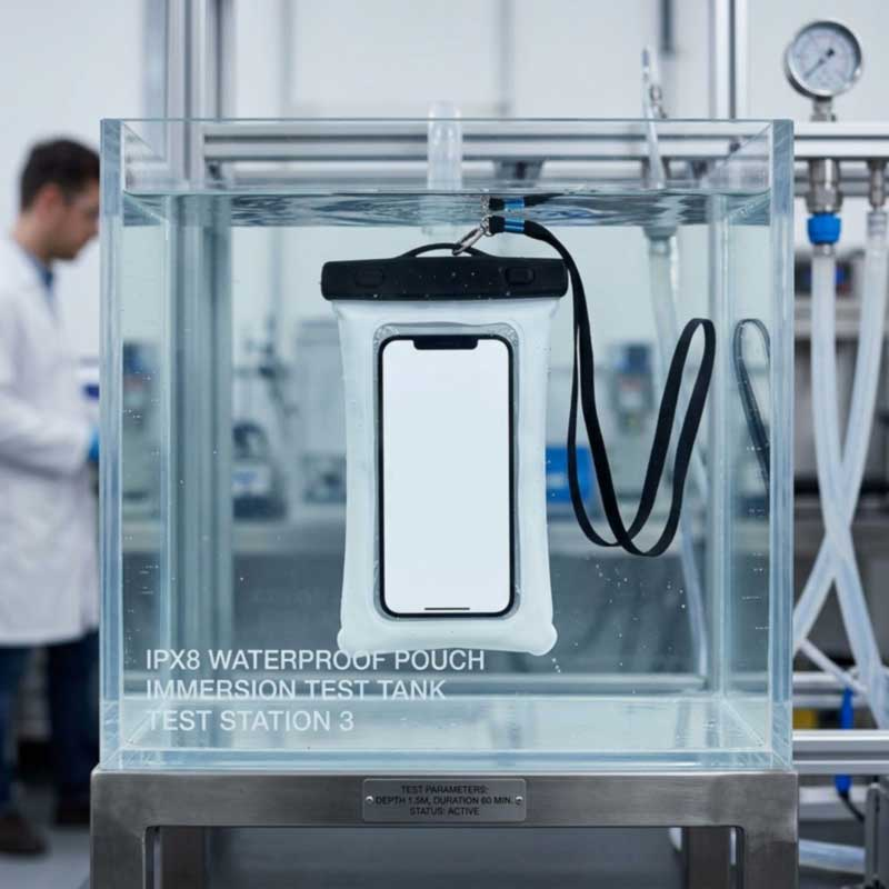 Hoe waterdichte telefoonzakjes worden getest
